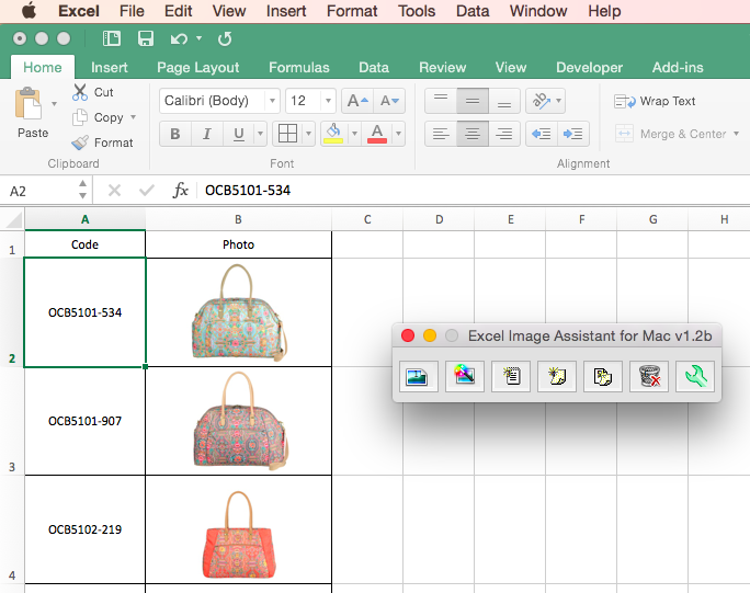Excel Image Assistant for Mac Excel 2016